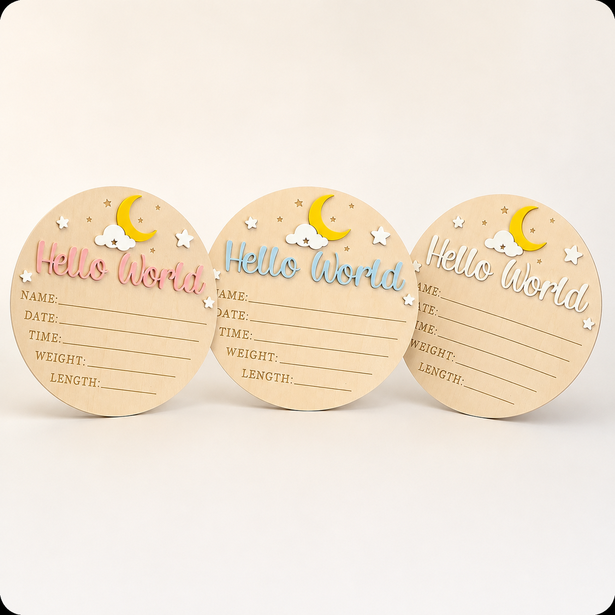 Hello World Baby Birth Announcement Plaque